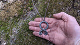 Viking Troll Cross Hand Forged Iron Rustic Necklace